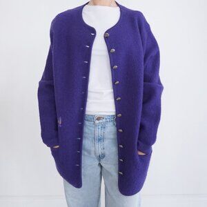 Vintage Jessica Sport Purple 100% Wool Button Up Cardigan Sweater 12